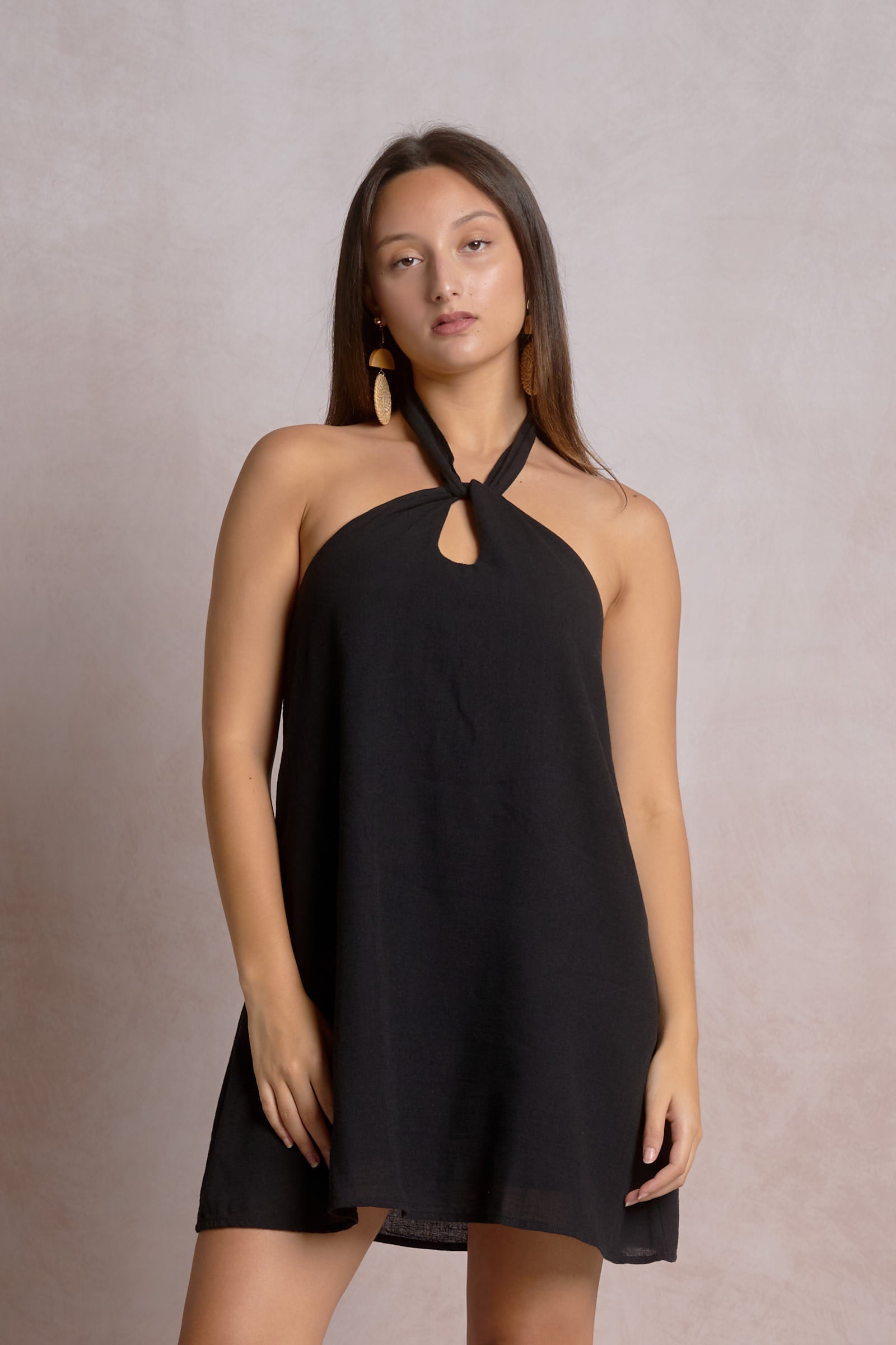 Santorini Halter Dress Black