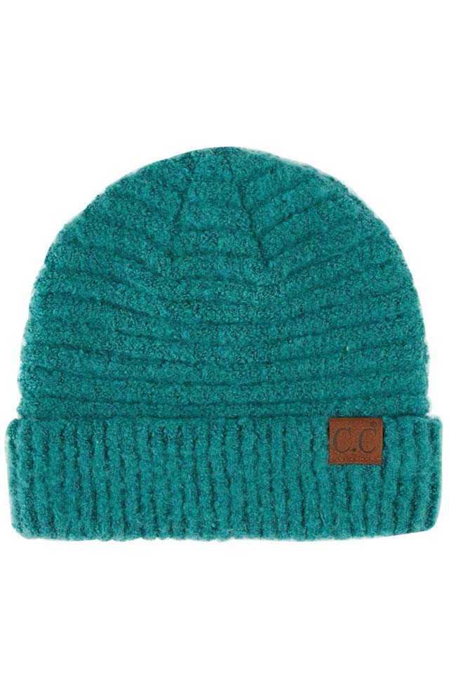 C.C Solid Boucle Yarn Beanie Hat with Cuff