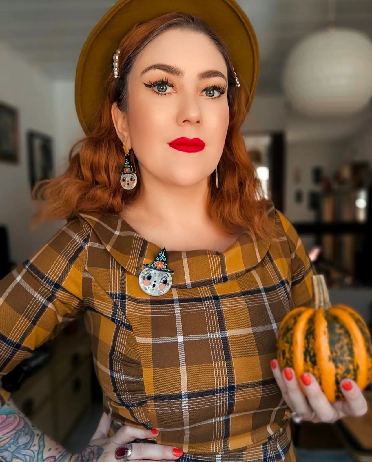 Bloomin' Luna Witch Statement Earrings by Johanna Parker x Lipstick & Chrome — Floral Moon Witch Drop Earrings