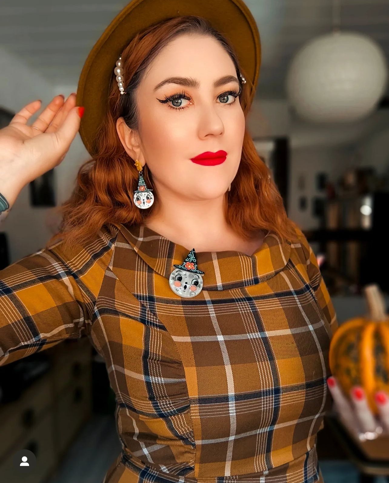 Bloomin' Luna Witch Brooch by Lipstick & Chrome — Floral Halloween Pin