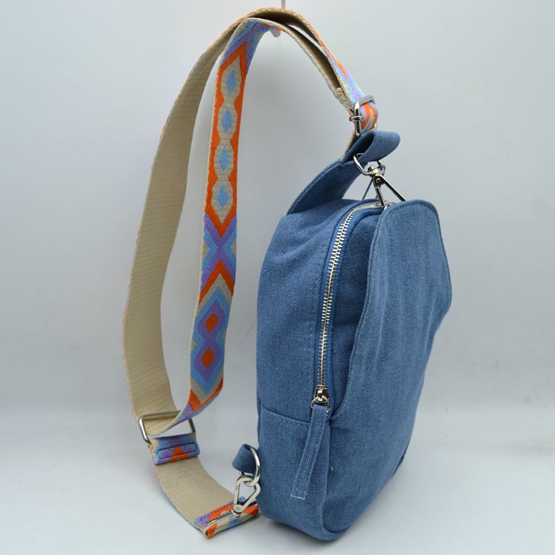 Geometric Pattern Strap Sling Bag with Zipper Pockets