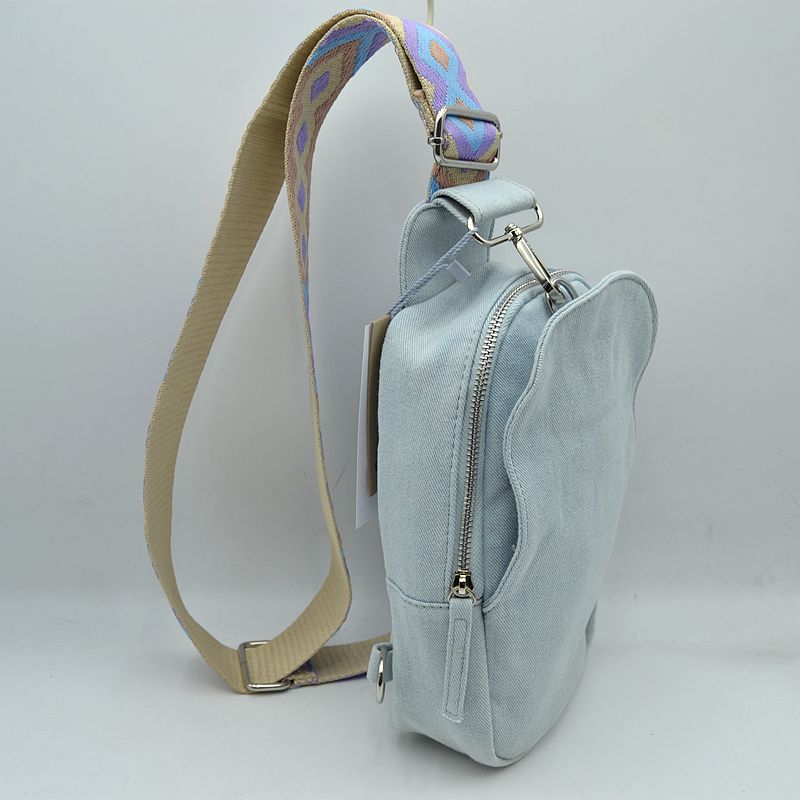 Geometric Pattern Strap Sling Bag with Zipper Pockets
