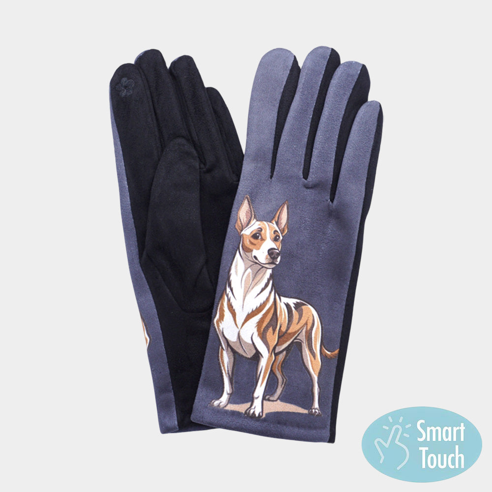 Illustrated Dog Printed Smart Touch Gloves