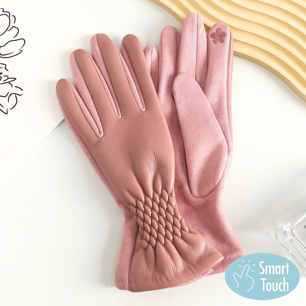 Pleat Detailed Touch Smart Gloves