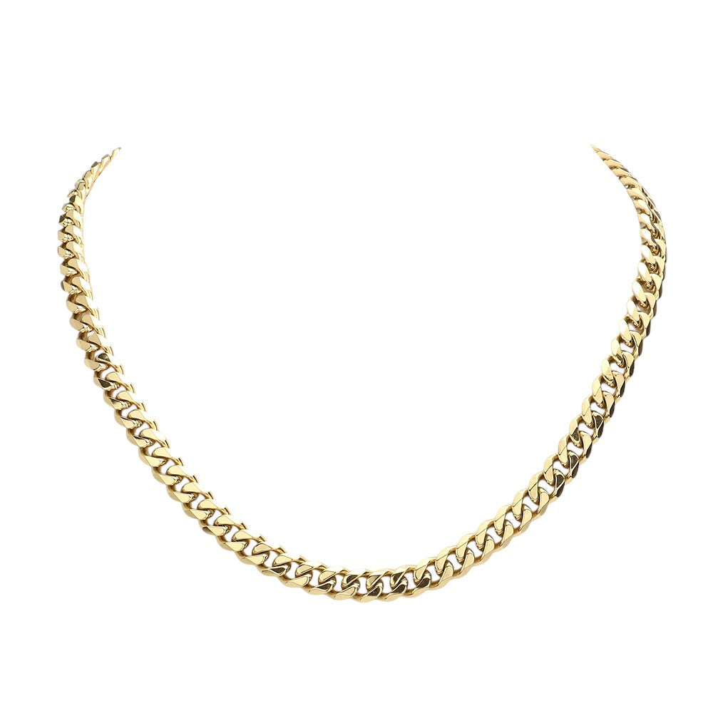 6 Diamond Cut Stainless Steel 18 Inch 8mm Cuban Chain Necklace