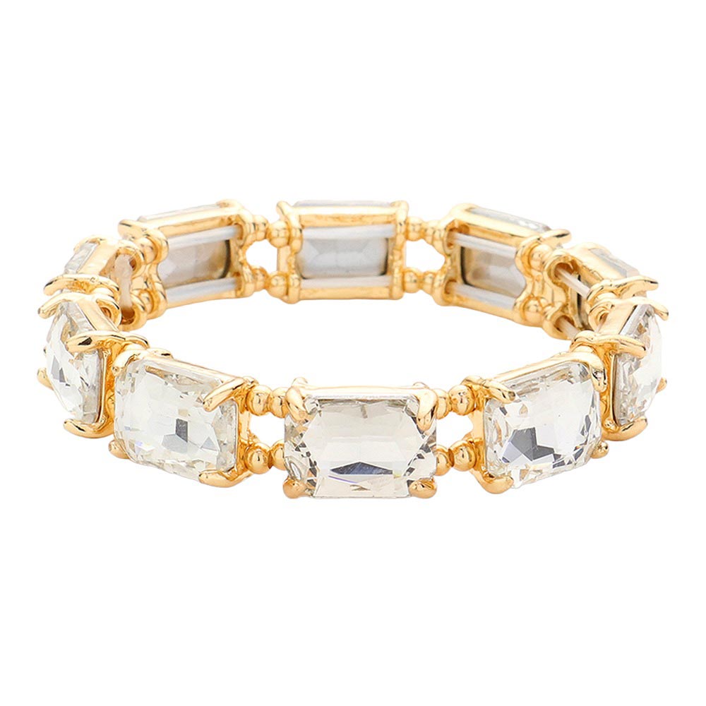 Emerald Cut Stone Stretch Evening Bracelet