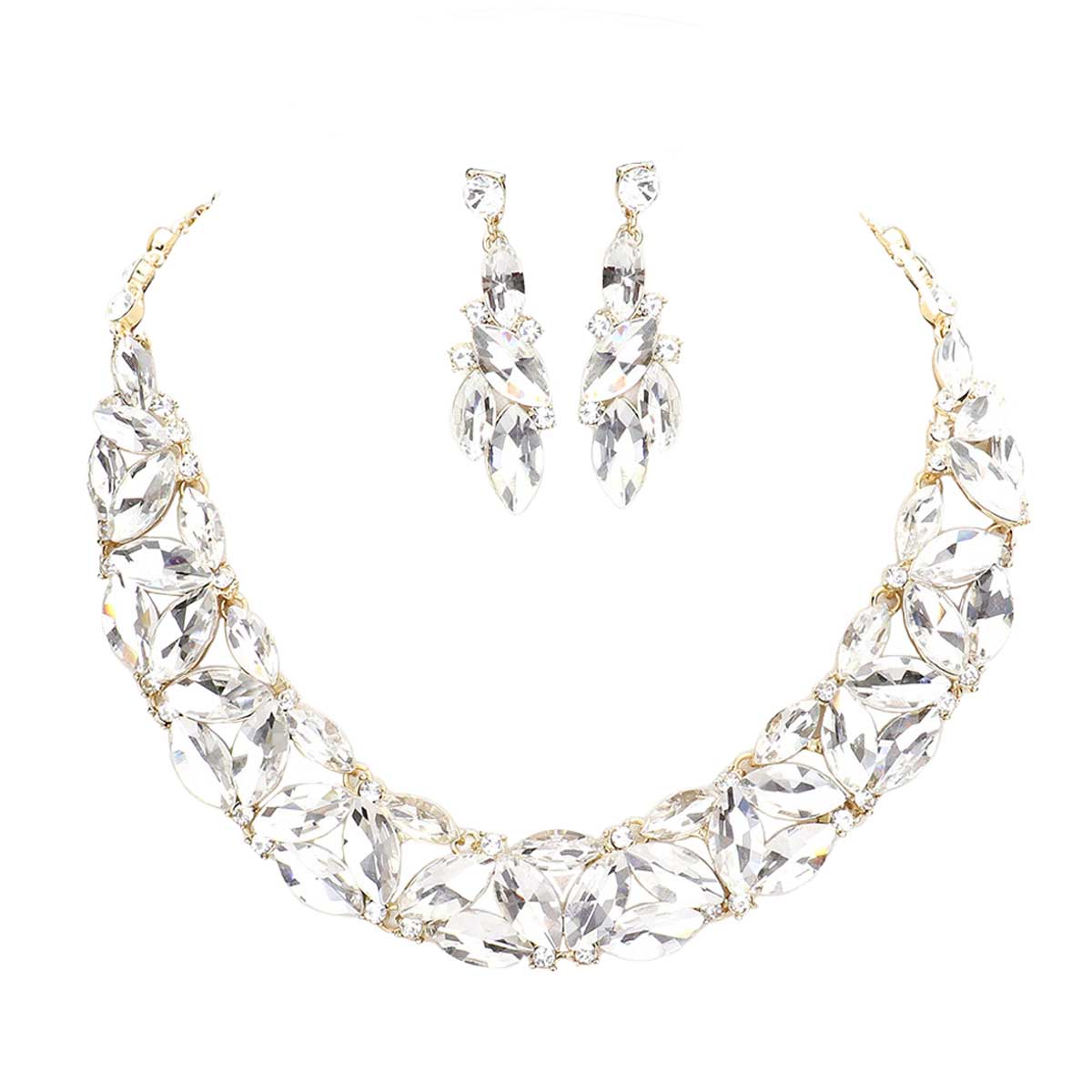 Marquise Stone Cluster Evening Necklace