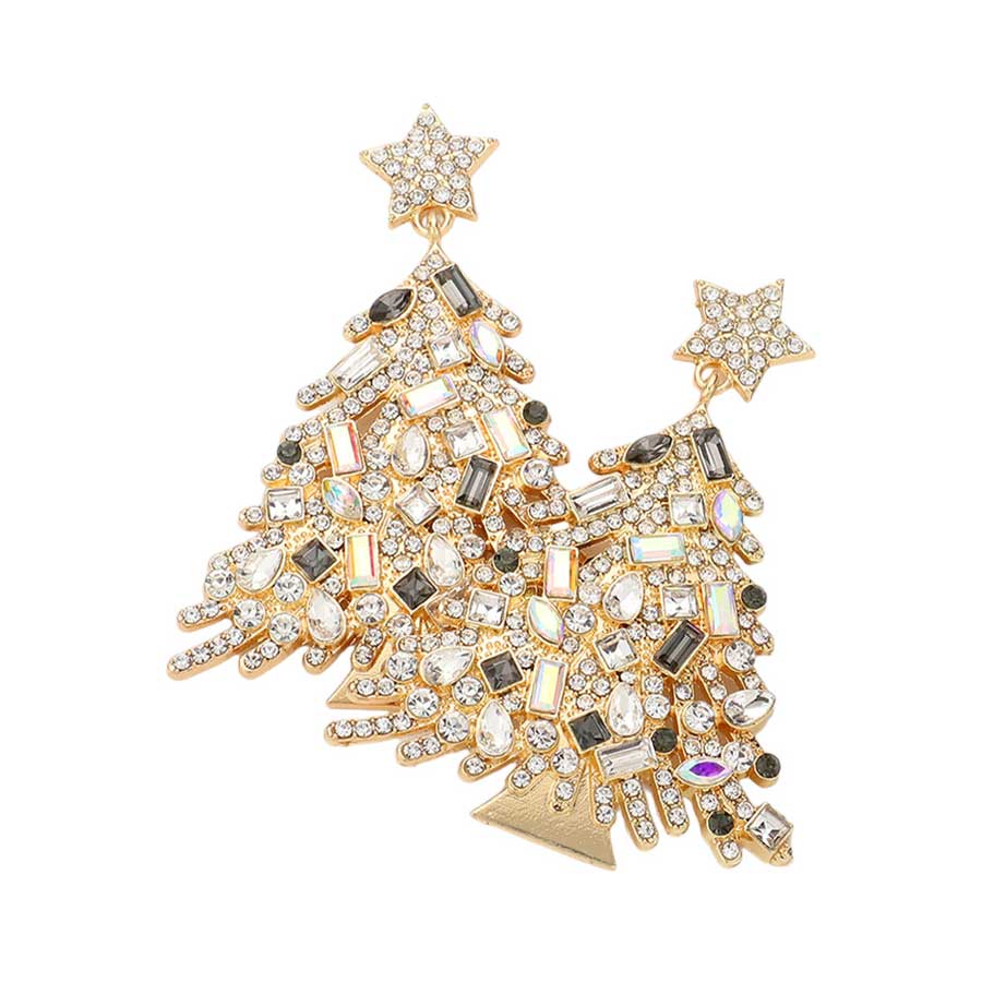 Star Christmas Tree Link Dangle Earrings
