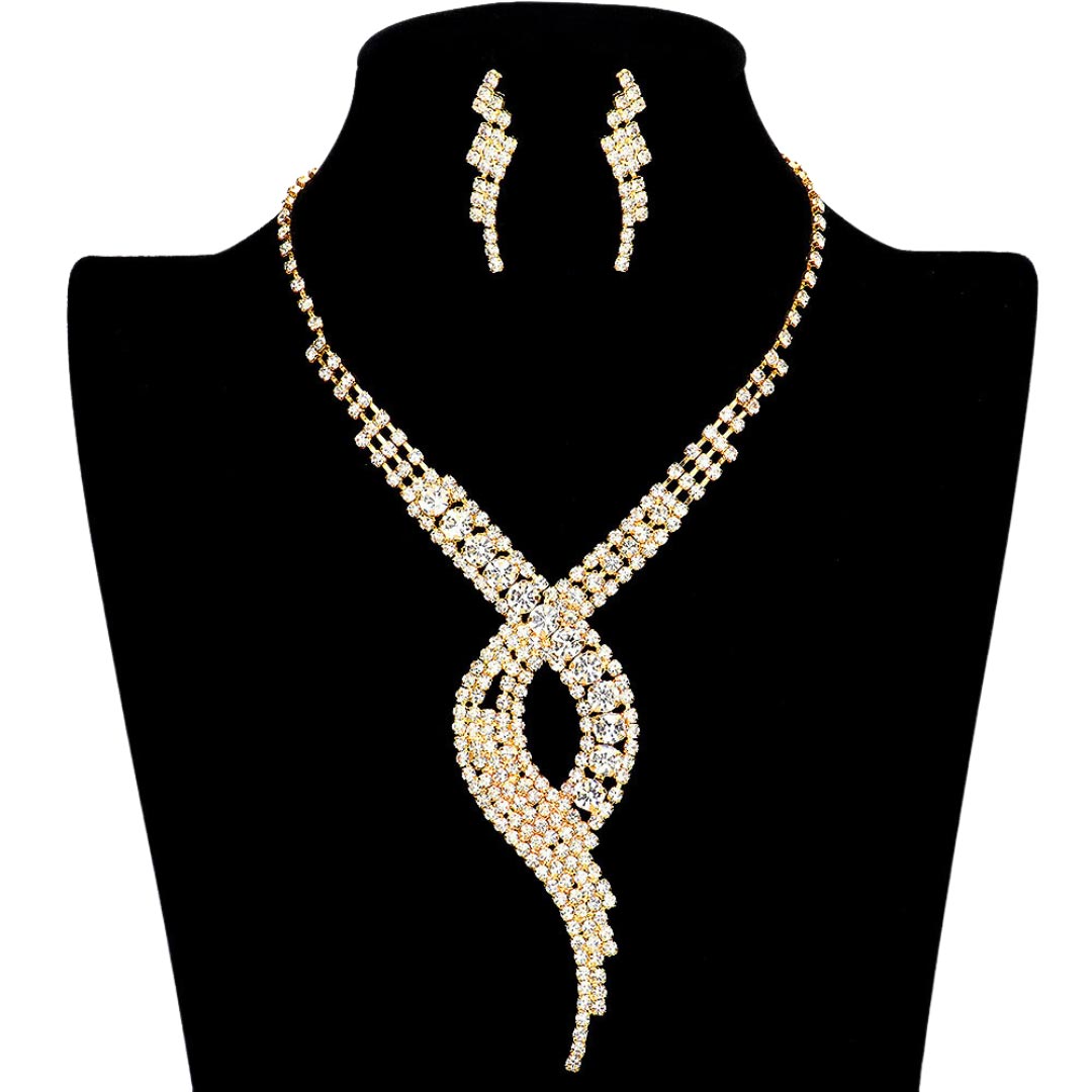 Swirl Rhinestone Pave Necklace