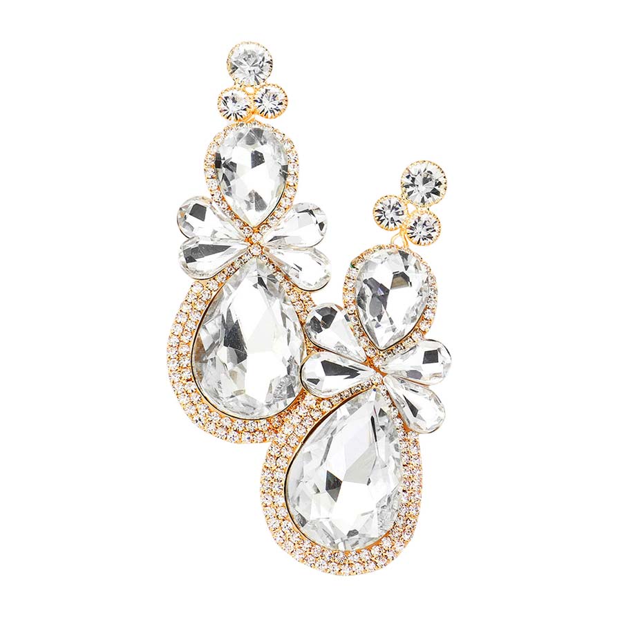 Teardrop Accented Dangle Evening Earrings