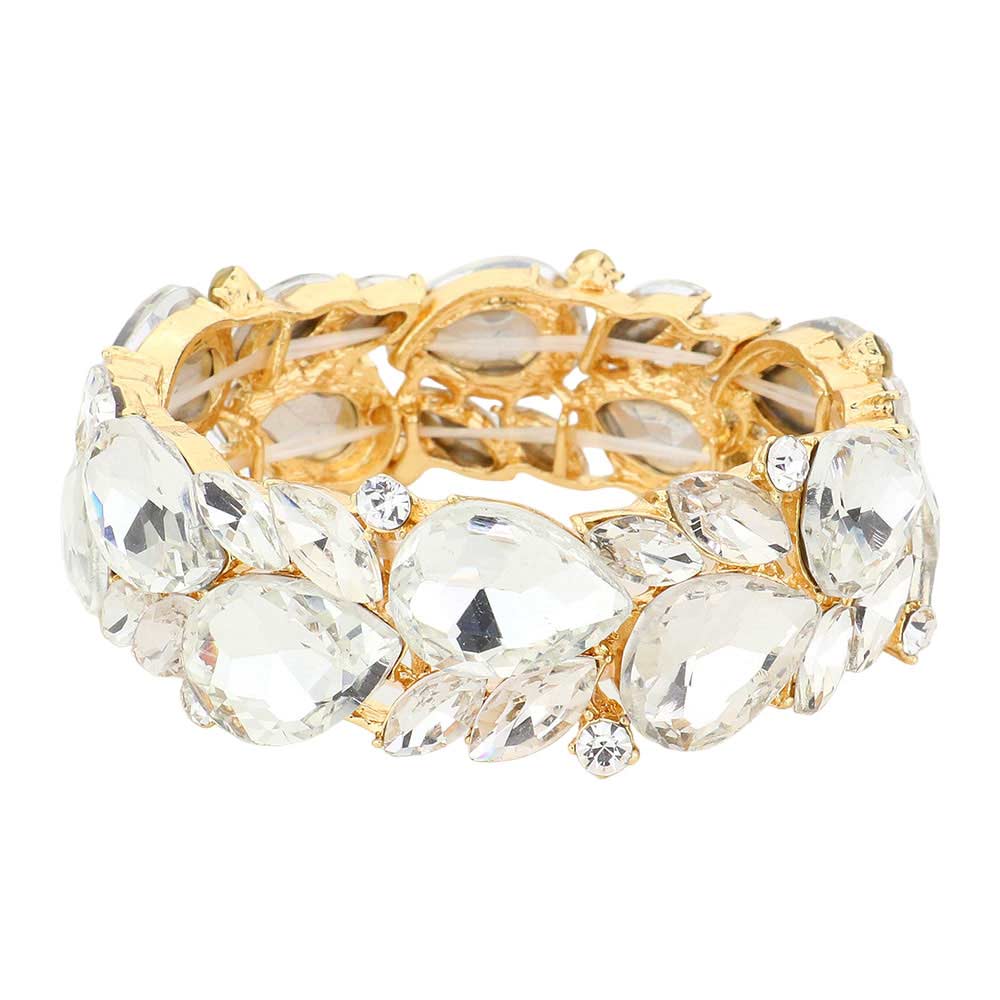 Teardrop Cluster Marquise Stone Stretch Evening Bracelet