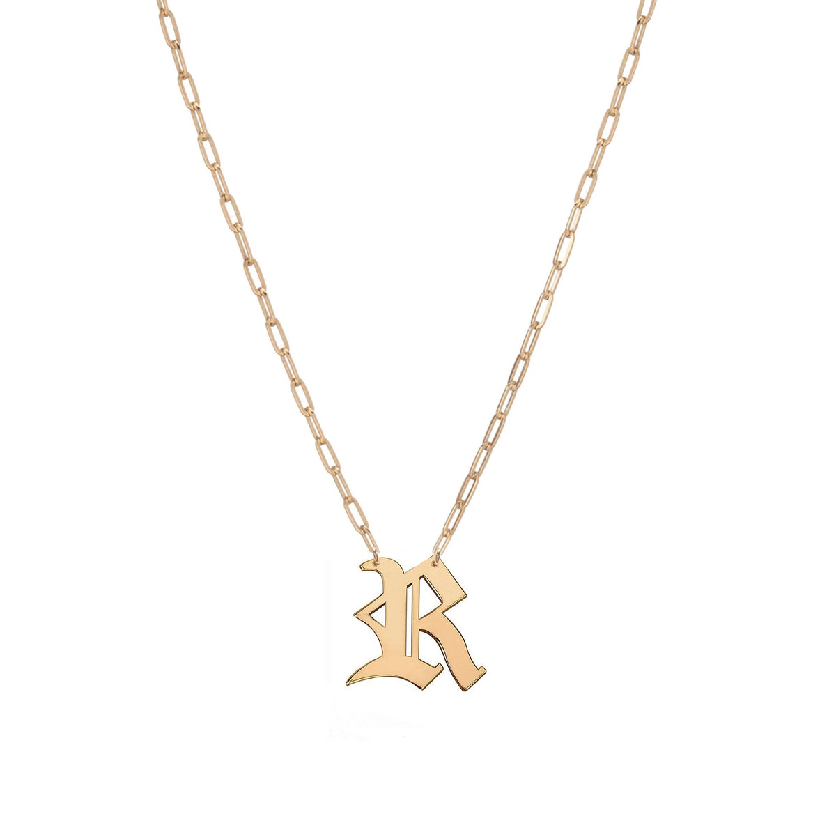 Gothic Initial Paperclip Necklace