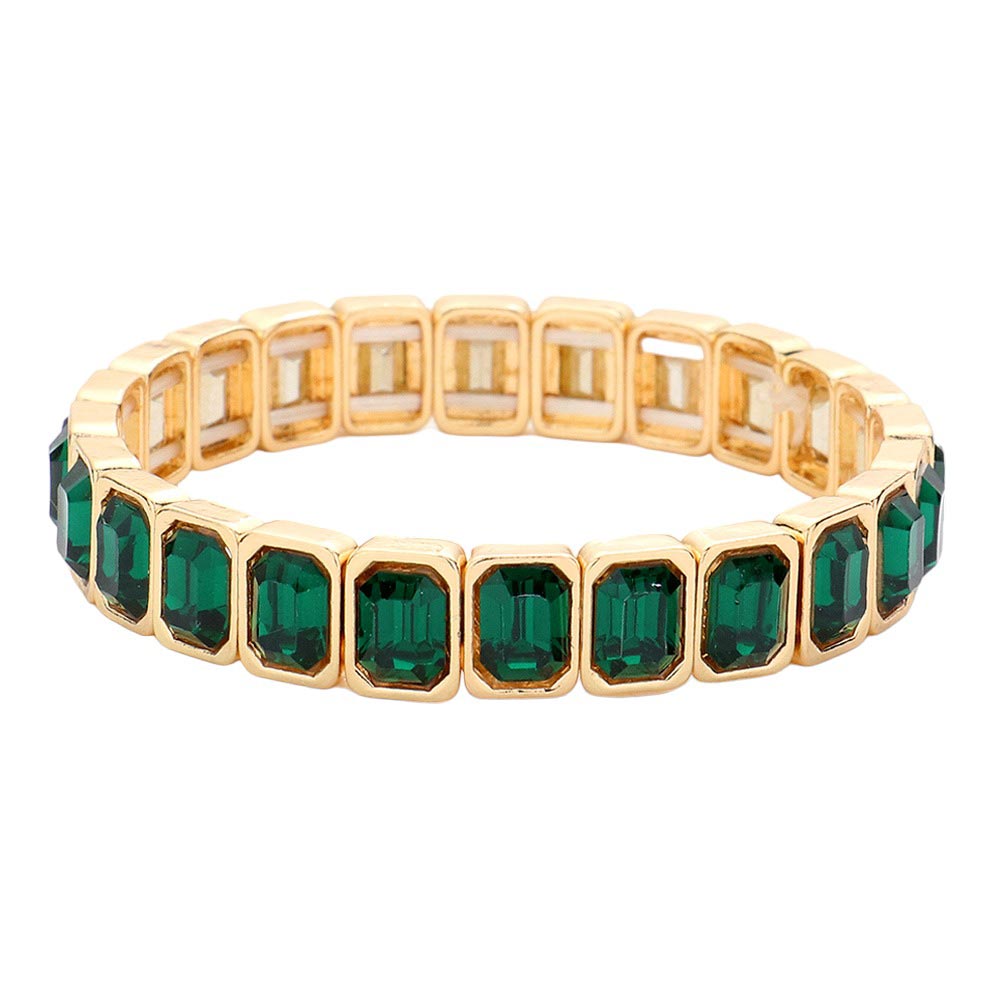 Women's Emerald Cut Stone Stretch Evening Bracelet 4th of July