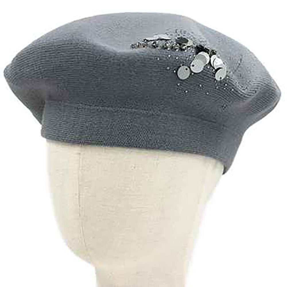 Decorative Sequin Rhinestone Embellished Winter Beret Hat