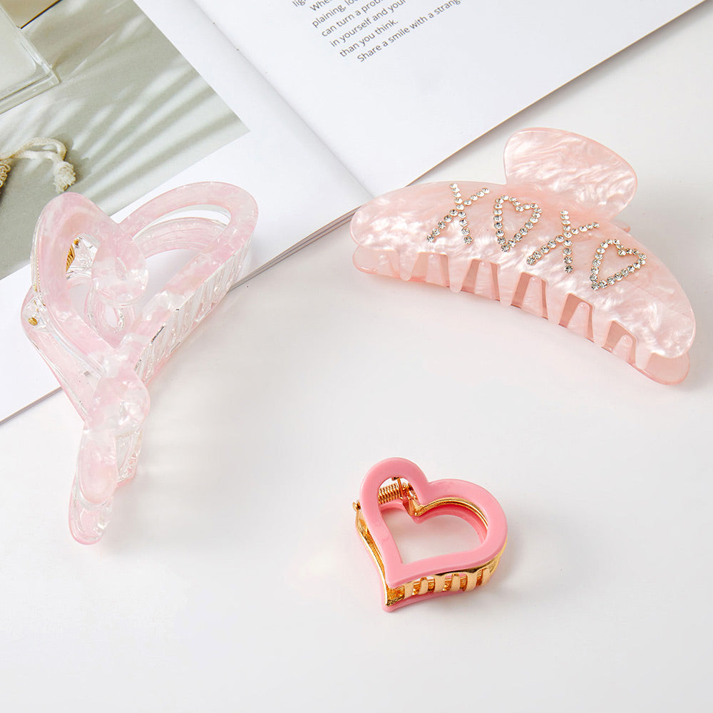 3PCS - XOXO Heart Hair Claw Clip Set
