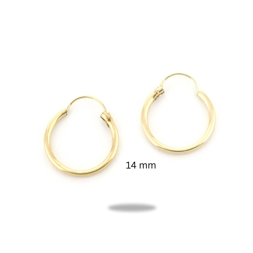 14k Yellow Gold Filled Hoop Earrings 14 Mm