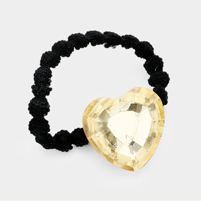 Crystal Heart Accented Stretch Hair Band