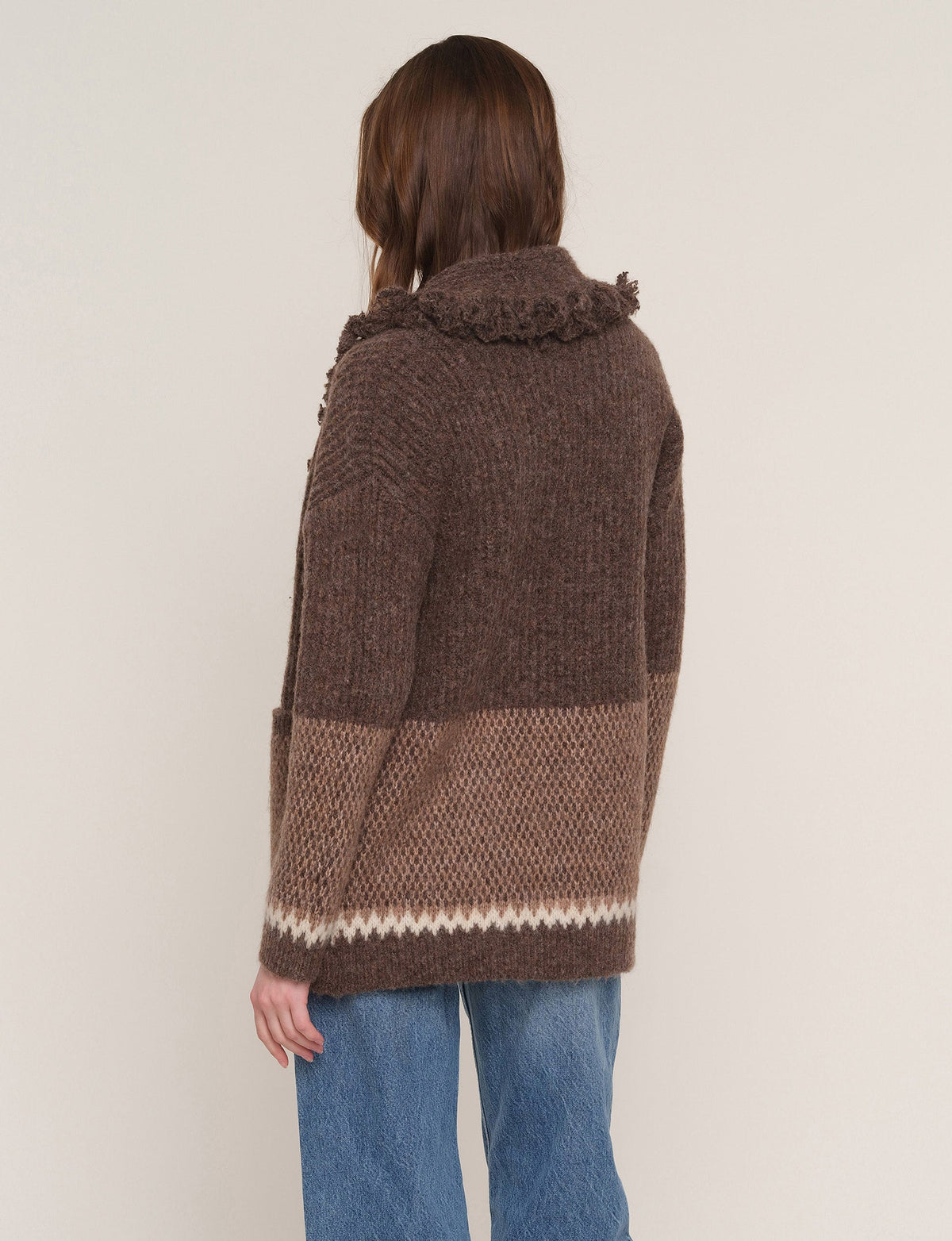 Delphine Cardi in mocha, back