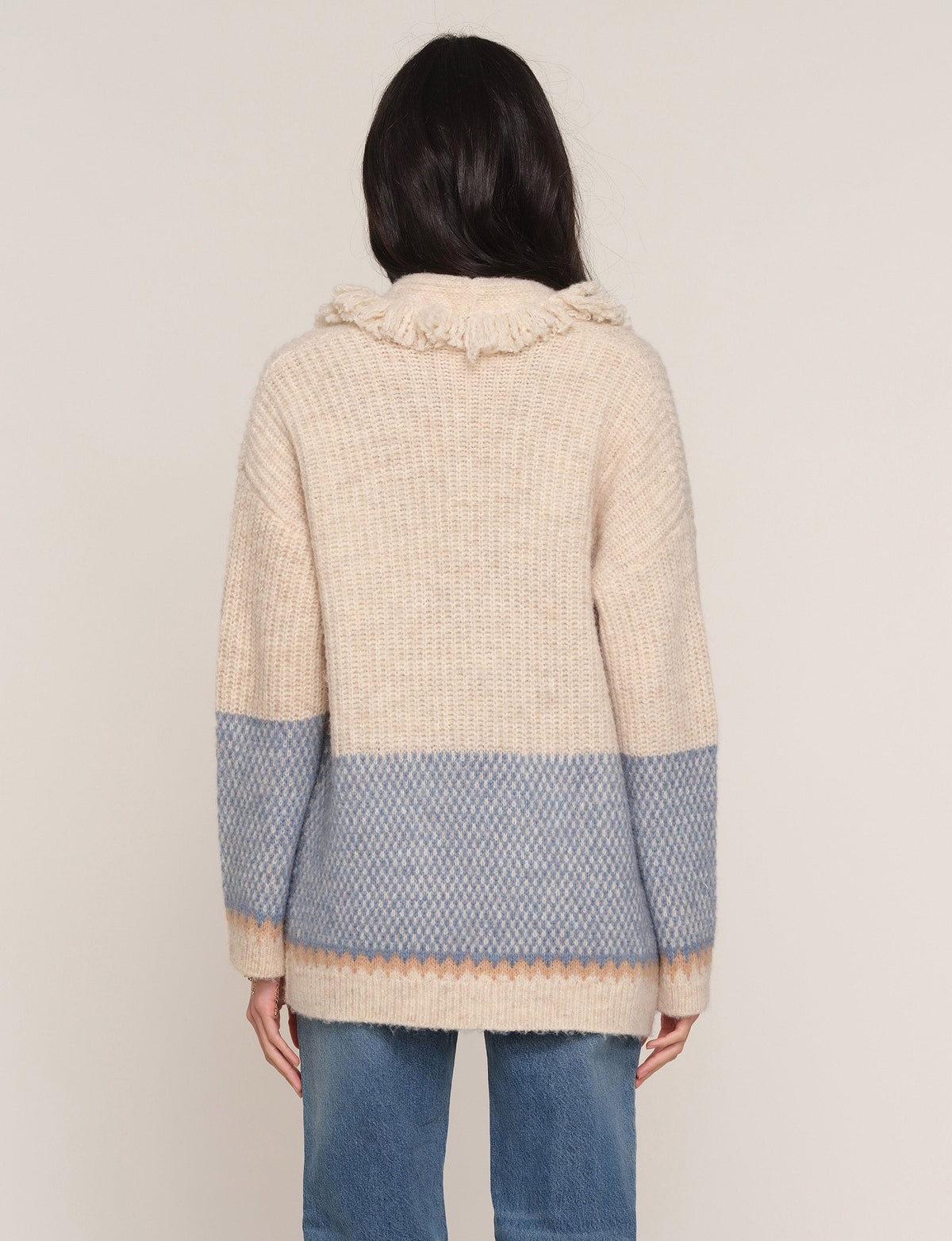 Delphine Cardi in oat, back
