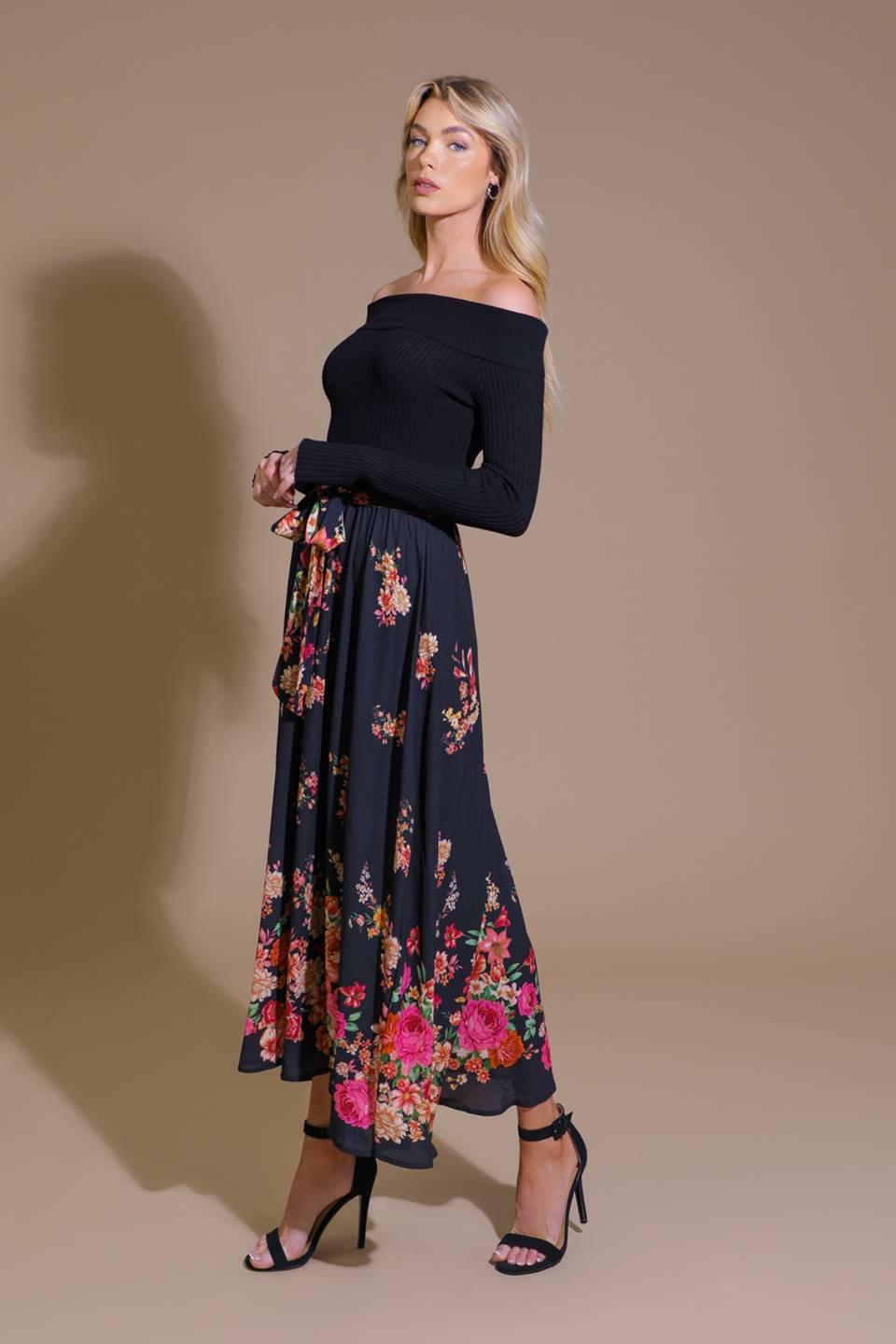 MORNING SONG SWEATER WOVEN MIDI DRESS