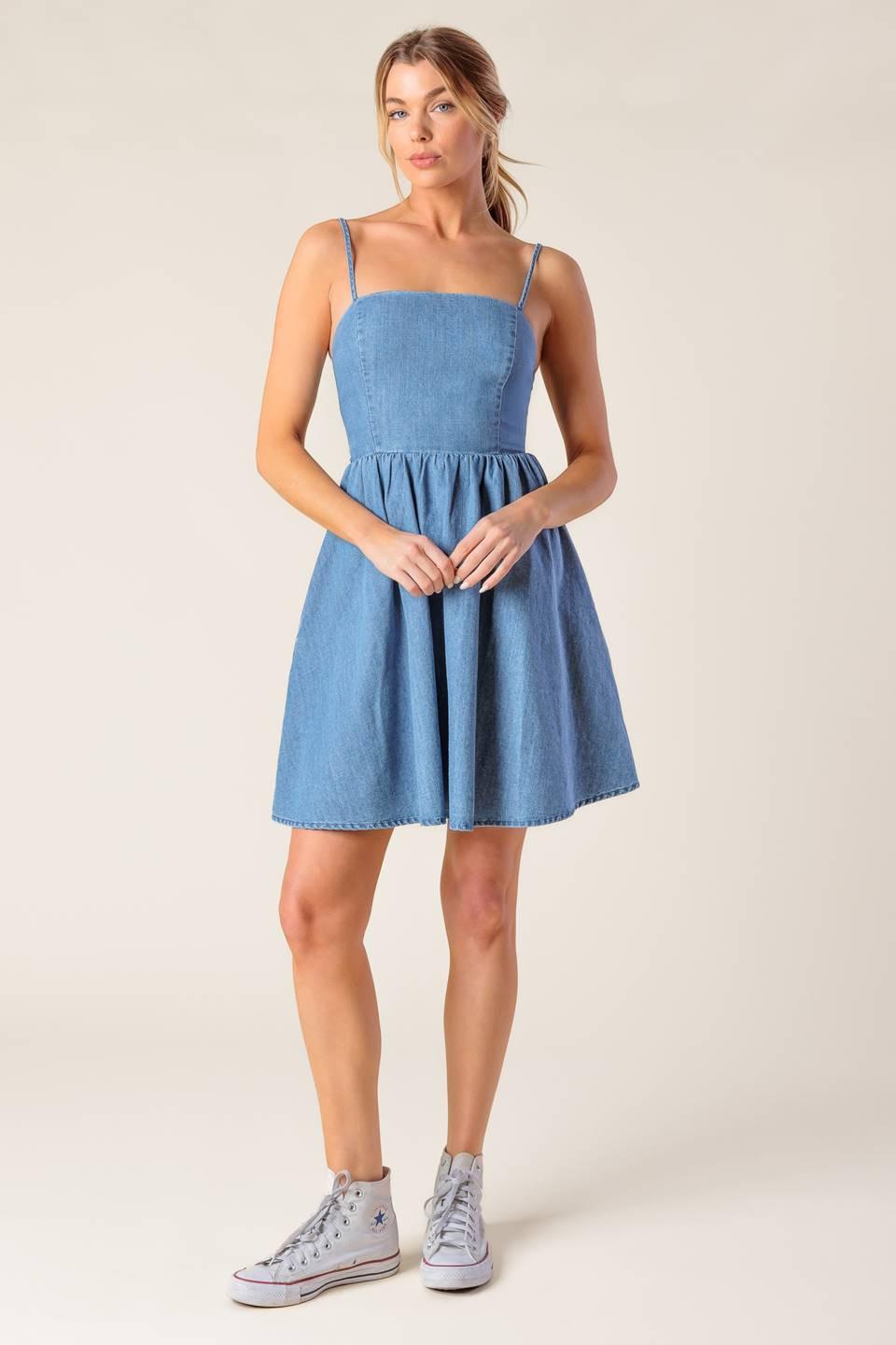 BACK IN LOVE DENIM MINI DRESS