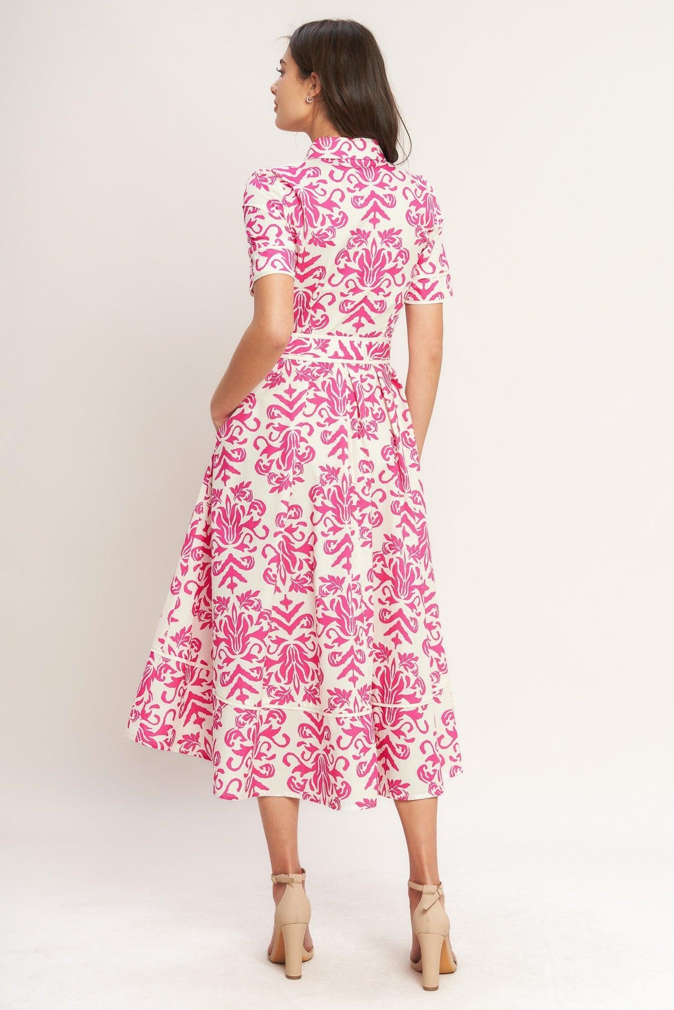 FESTA BLOSSOM WOVEN MIDI SHIRT DRESS