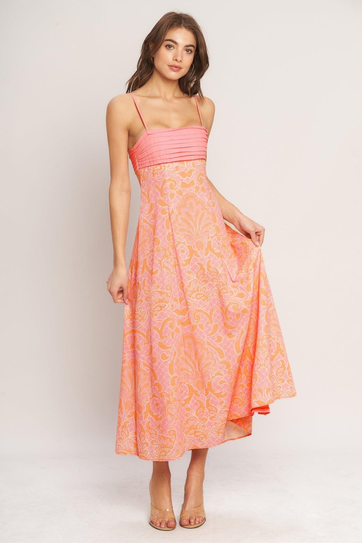 ISLAND SUNSET CHARM WOVEN MIDI DRESS