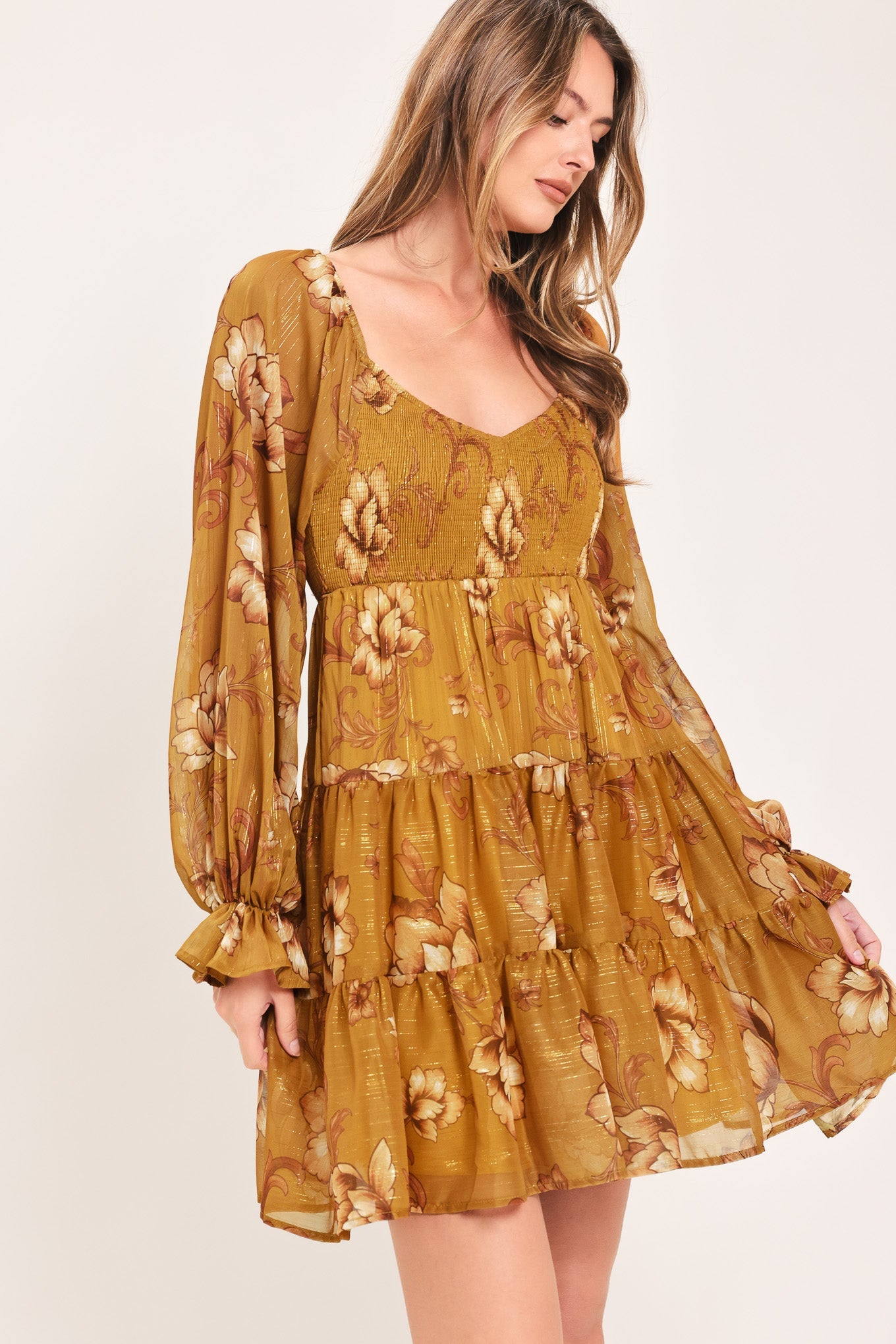 SAFFRON GARDEN MUSE WOVEN MINI DRESS