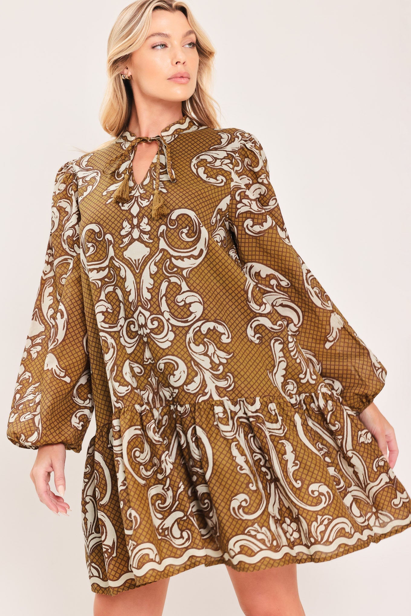 MAPLE MANOR FLOUNCE WOVEN MINI DRESS