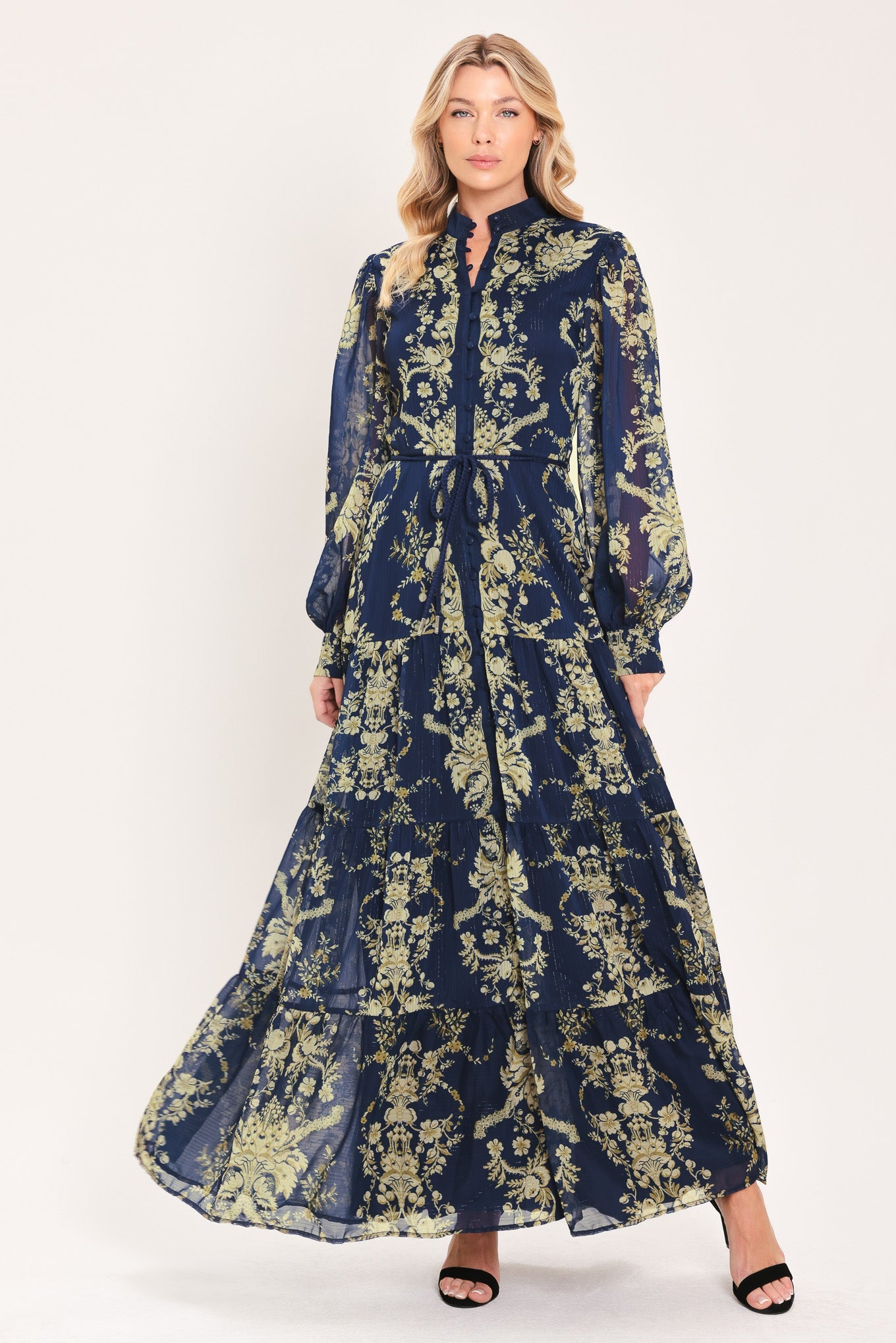 ROYAL HERITAGE BLOOM WOVEN MAXI DRESS