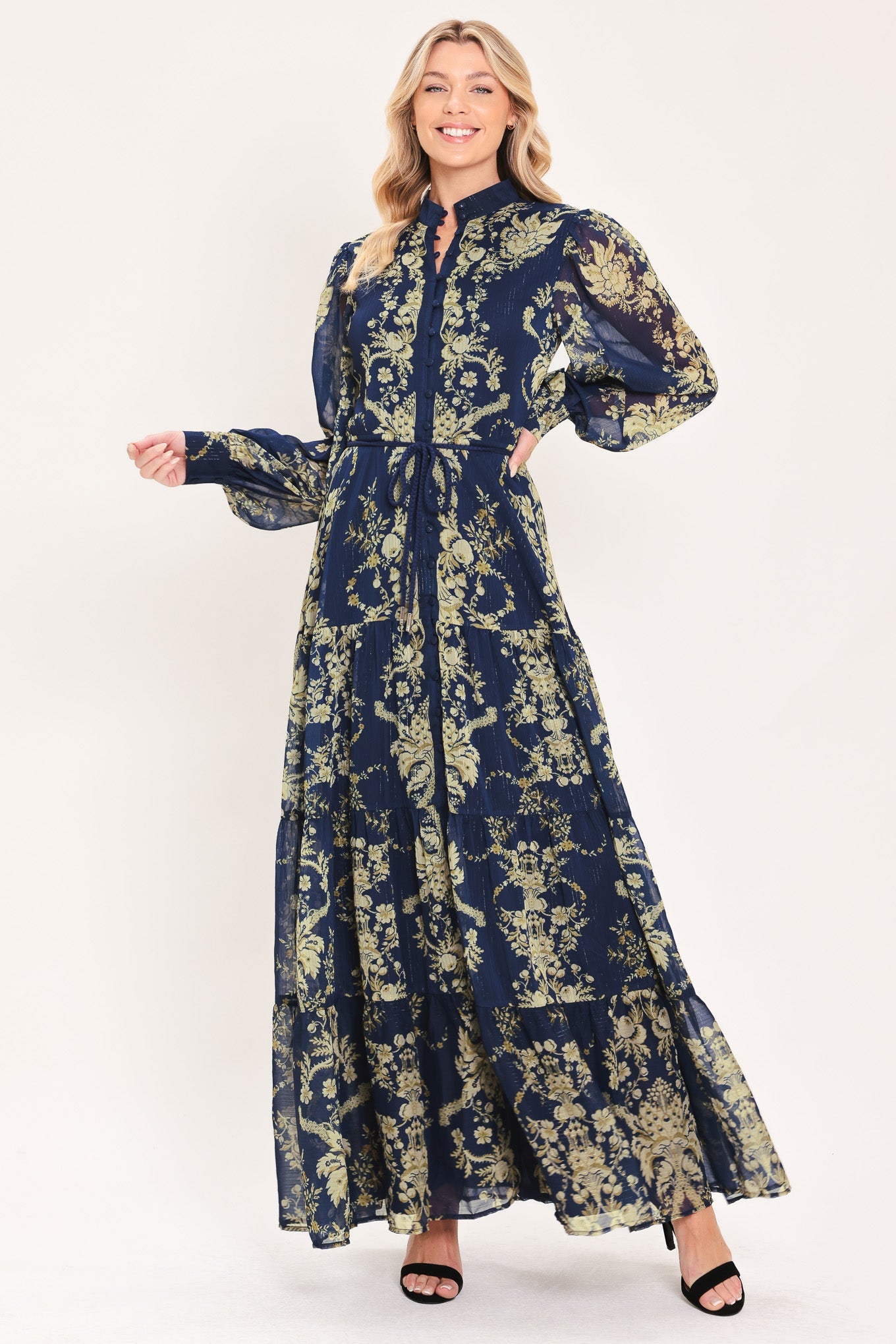 ROYAL HERITAGE BLOOM WOVEN MAXI DRESS