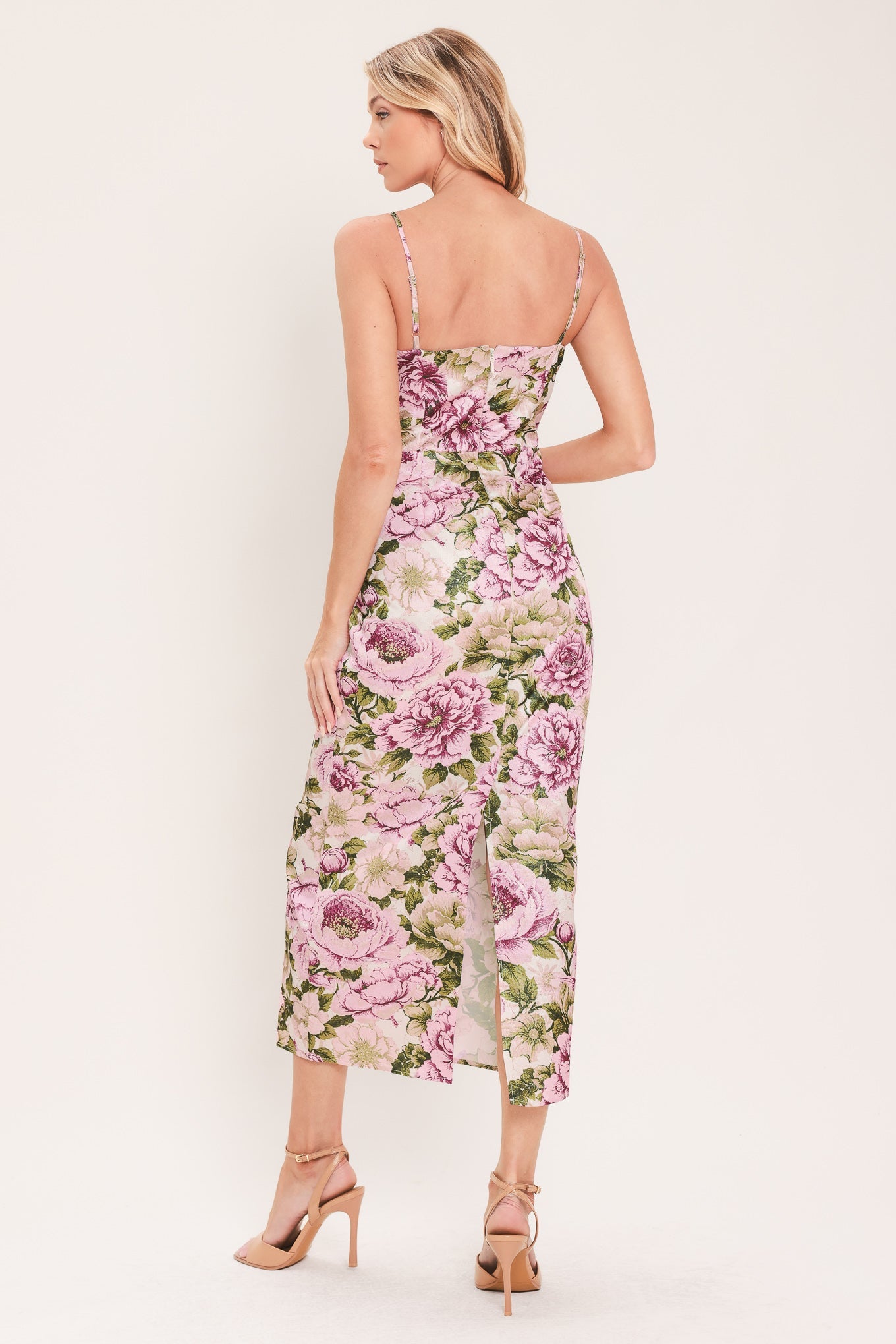 POWDER PETAL POISE JACQUARD WOVEN COLUMN DRESS