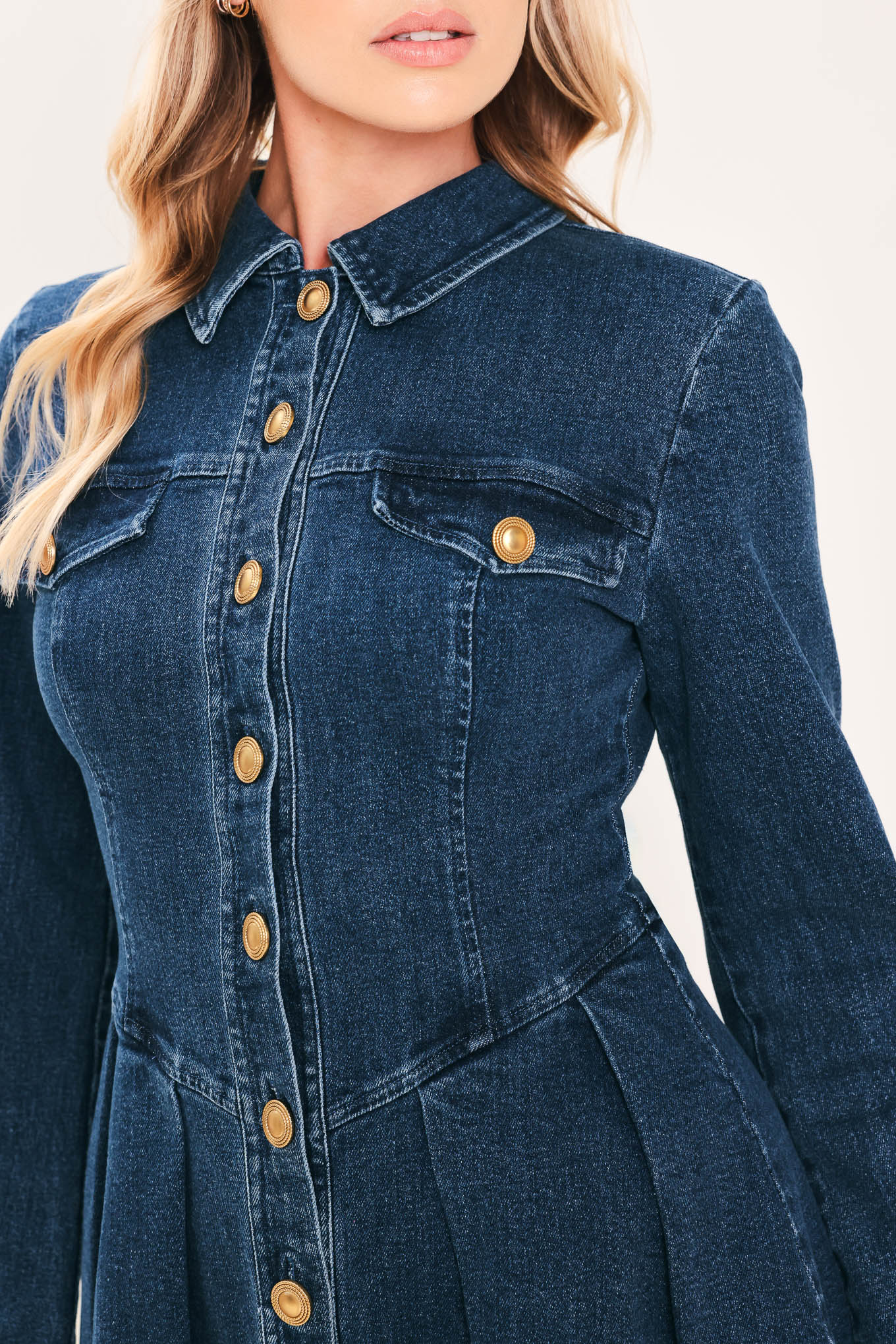 DENIM HERITAGE FLARE MINI DRESS