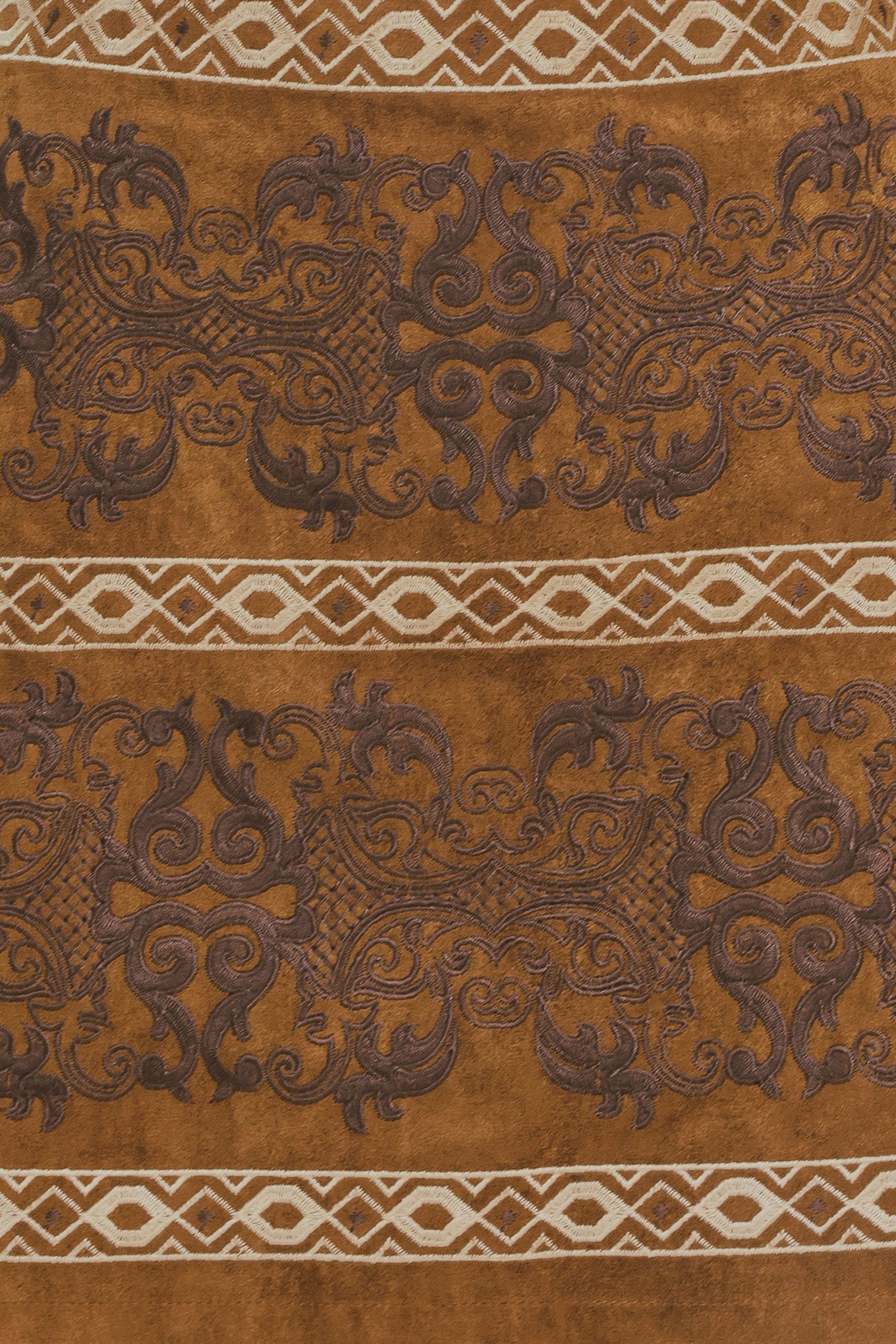 BRONZED TAPESTRY WHIM FAUX SUEDE SKIRT