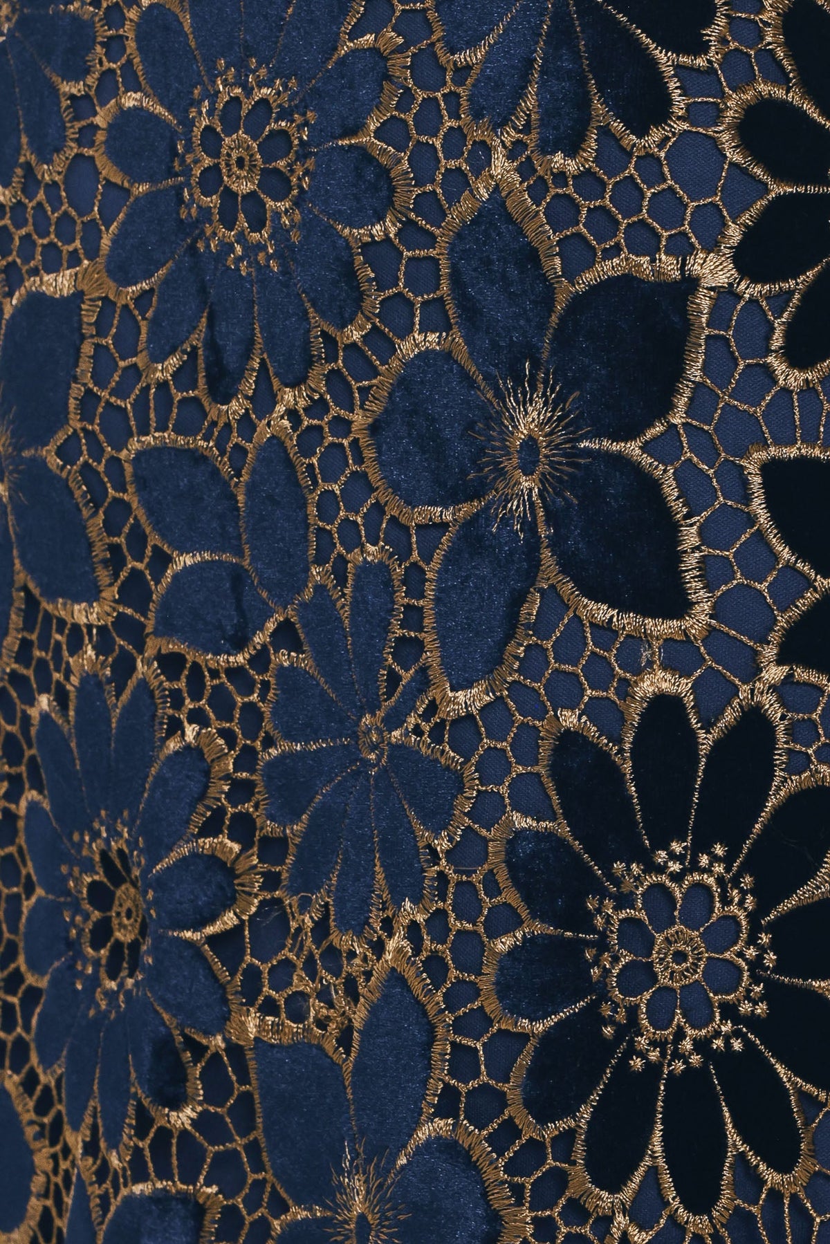 NAVY ROMANCE VELVET LACE MINI SKIRT