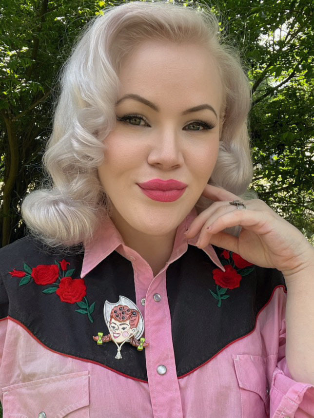 Darla the Cowgirl Brooch by Marla VonDuta x Lipstick & Chrome — Vintage Western Pin
