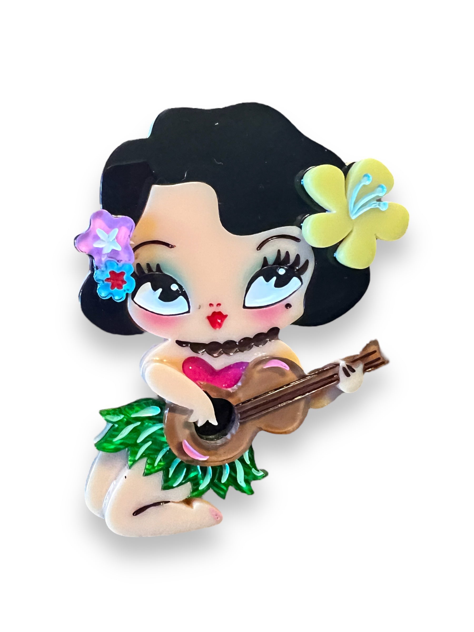Hula Lula Tiki Girl Brooch by Miss Fluff x Lipstick & Chrome — Tropical Hula Dancer Pin