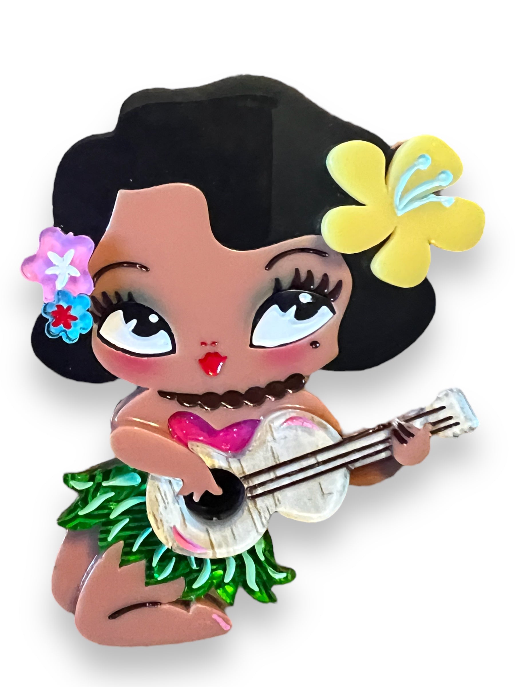 Hula Lula Tiki Girl Brooch by Miss Fluff x Lipstick & Chrome — Tropical Hula Dancer Pin
