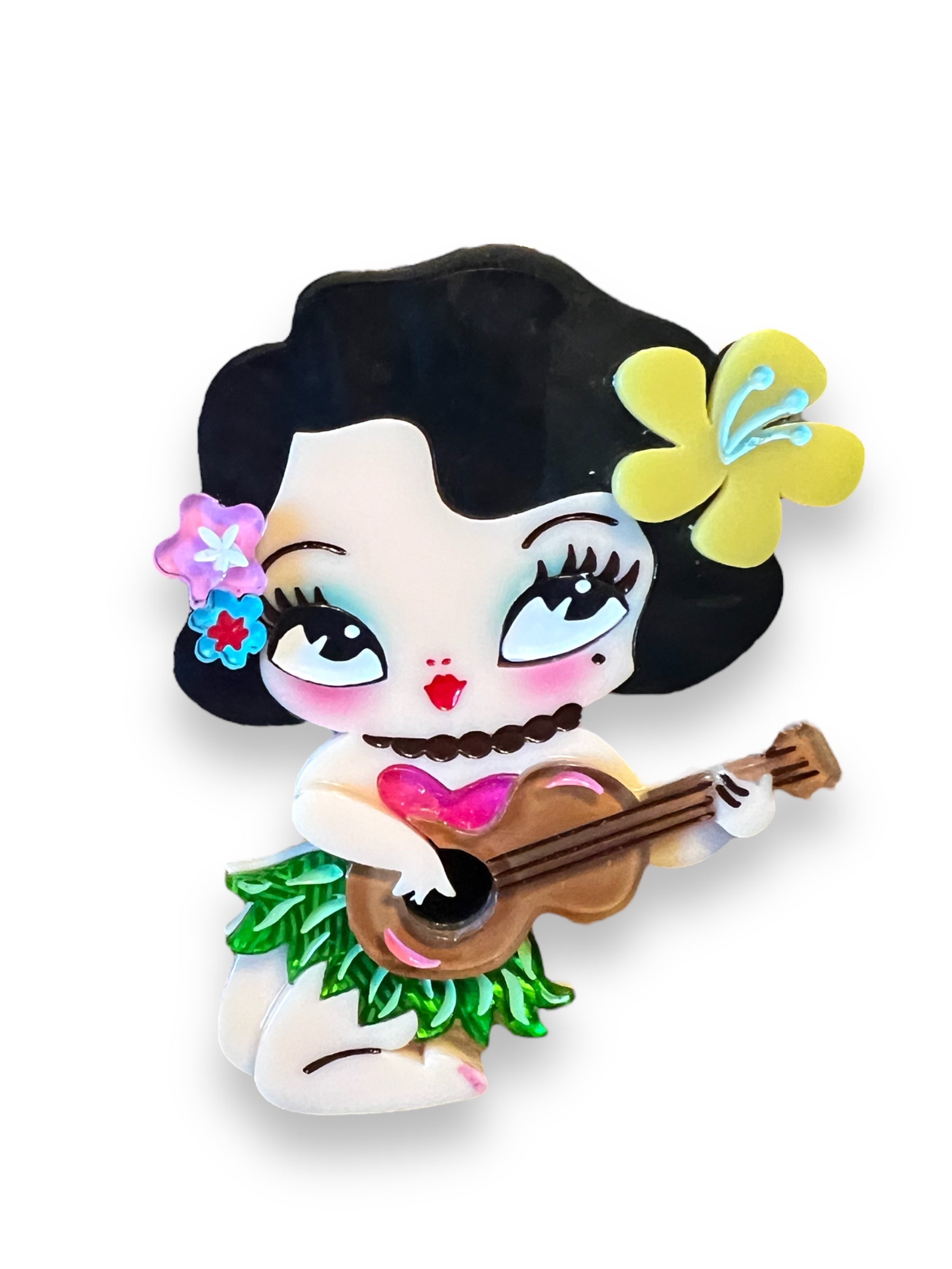 Hula Lula Tiki Girl Brooch by Miss Fluff x Lipstick & Chrome — Tropical Hula Dancer Pin