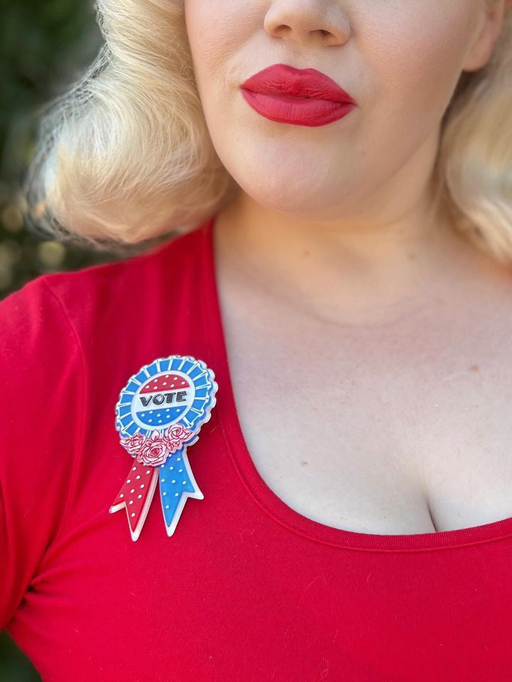 Use Your VOTE Brooch by PolyPaige x Lipstick & Chrome — Vintage Civic Engagement Acrylic Pin