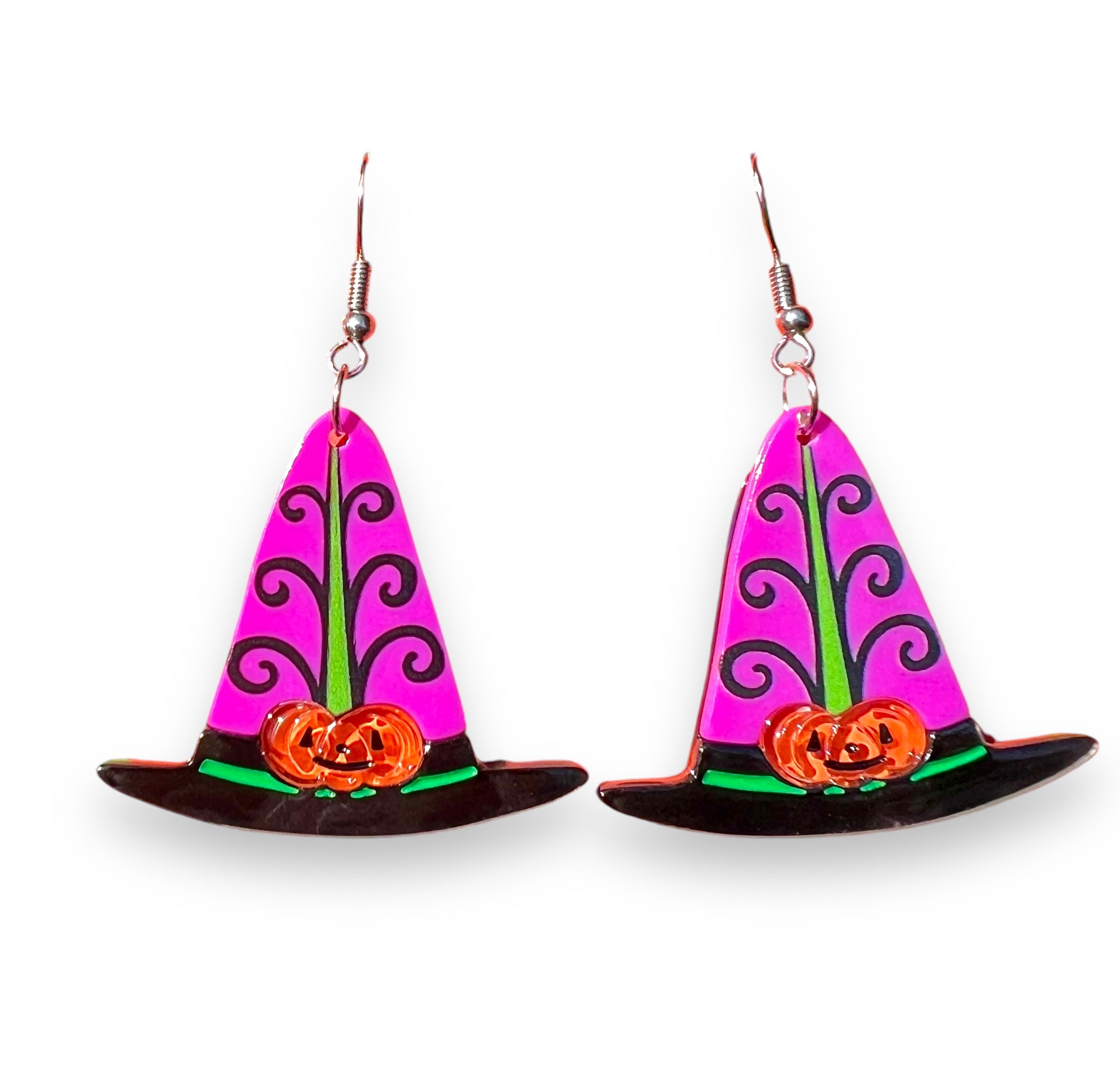 Hagatha's Hat Earrings by Johanna Parker x Lipstick & Chrome — Halloween Witch Hat Drop Earrings