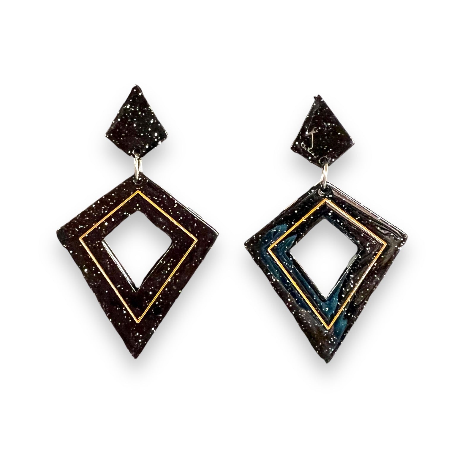 Retro Diamond Dangle Earrings by Lipstick & Chrome — Vintage-Inspired Acrylic Statement Earrings