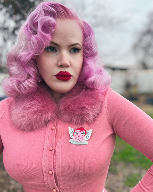 Mini Matchmaker Brooch by Miss Fluff x Lipstick & Chrome — Vintage Valentine Acrylic Pin