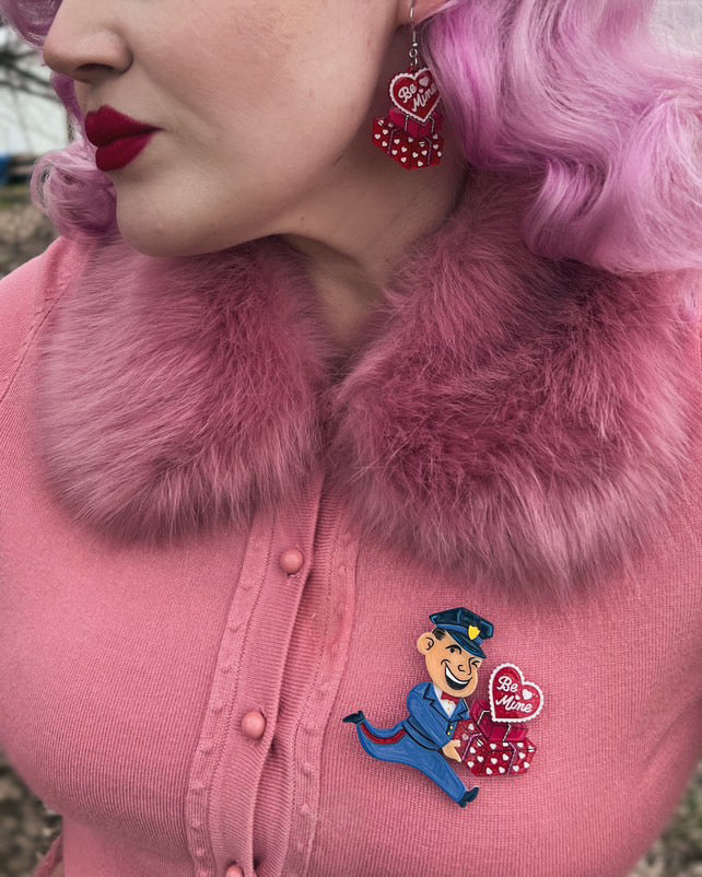 Valentine's Happy Mail Earrings by 50's Vintage Dame x Lipstick & Chrome — Love Letter Drop Earrings