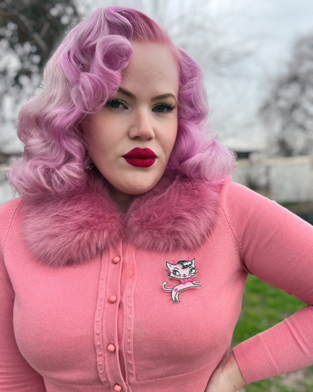 Bad Kitty Brooch by Miss Fluff x Lipstick & Chrome — Vintage Pin-Up Cat Pin