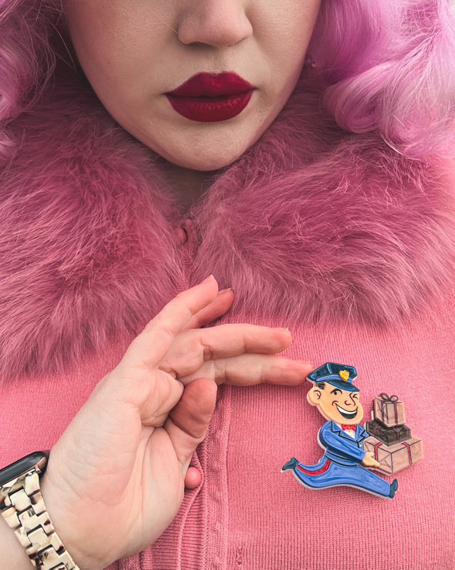 Happy Mail Brooch by 50's Vintage Dame x Lipstick & Chrome — Retro Letter Writing Pin
