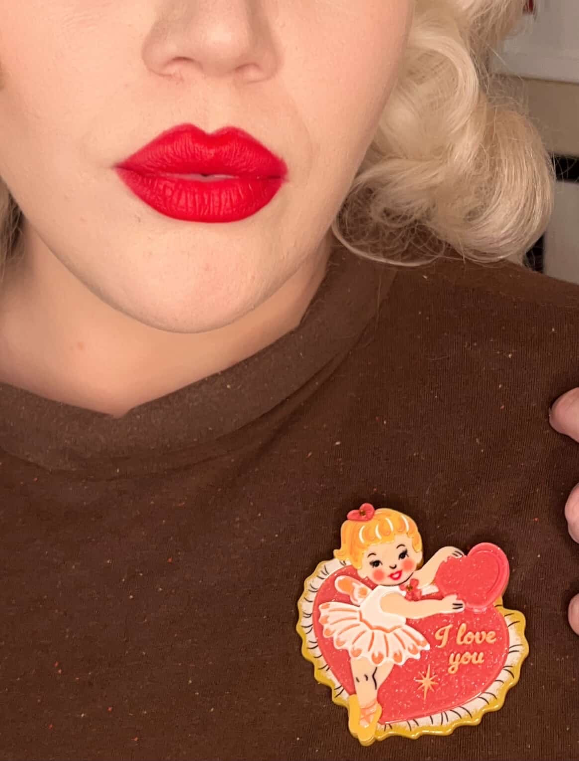 Retro Romance Brooch by 50's Vintage Dame x Lipstick & Chrome — Vintage Valentine Pin