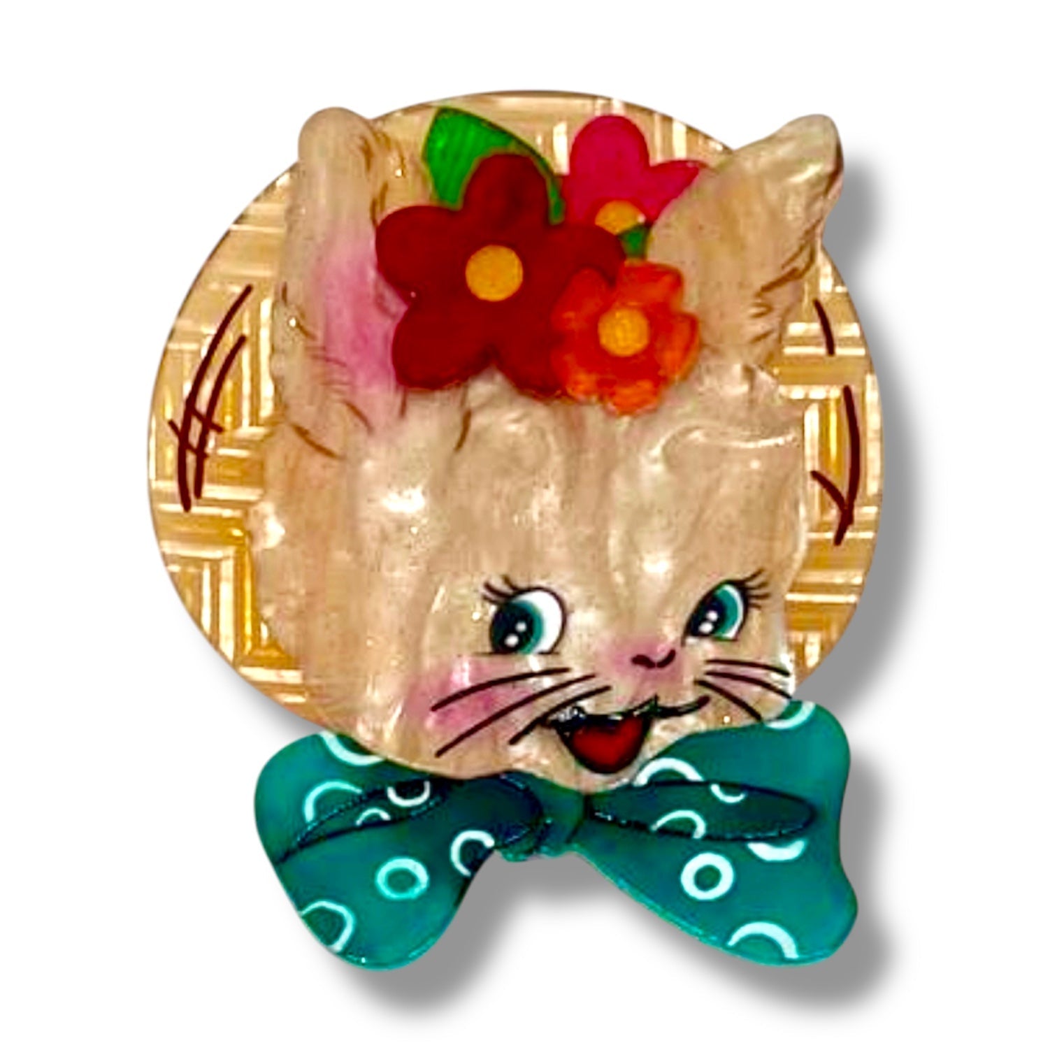 Bunny Bloom Brooch by Lipstick & Chrome — Floral Easter Bunny Pin