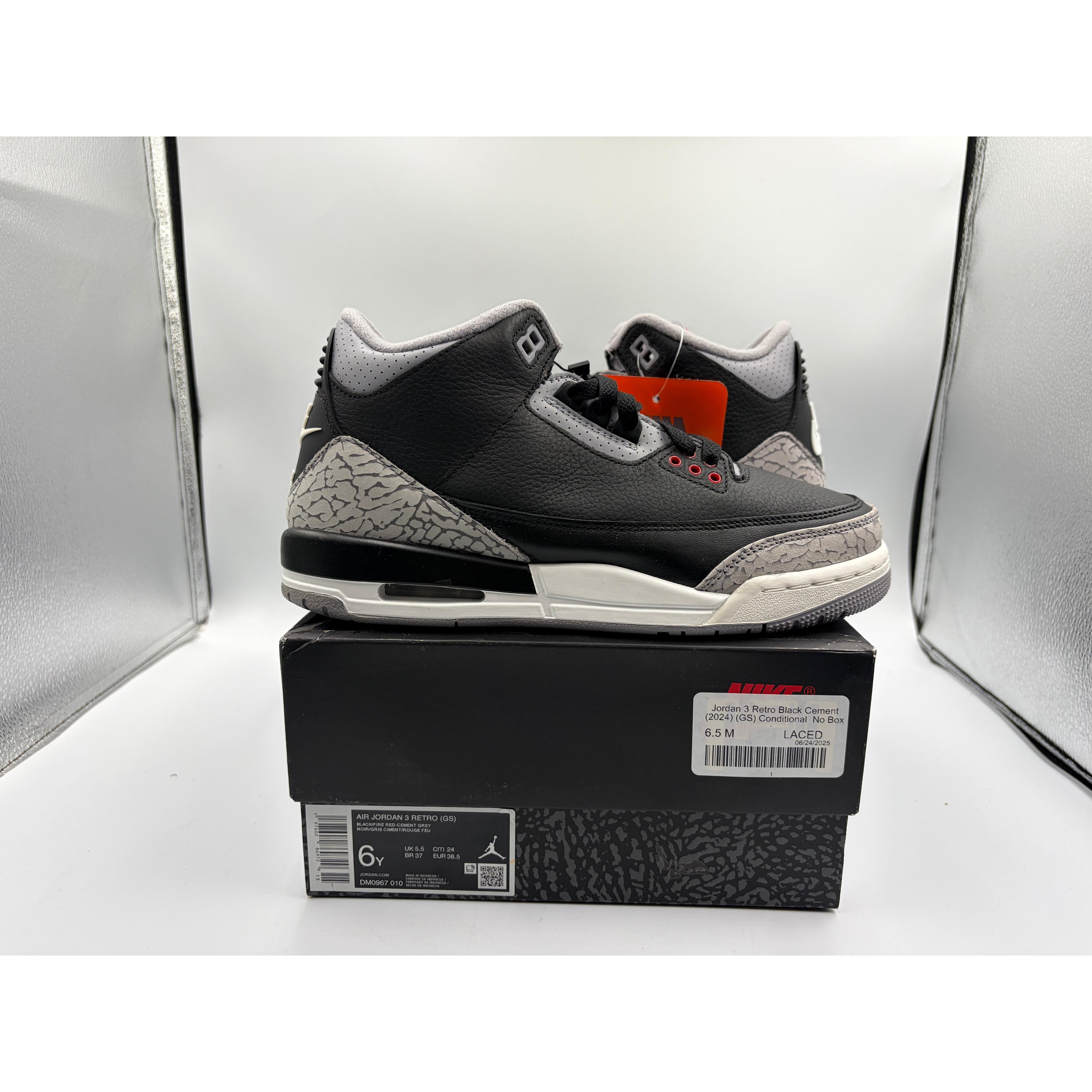 Jordan 3 Retro Black Cement (2024) (GS) Conditional No Box