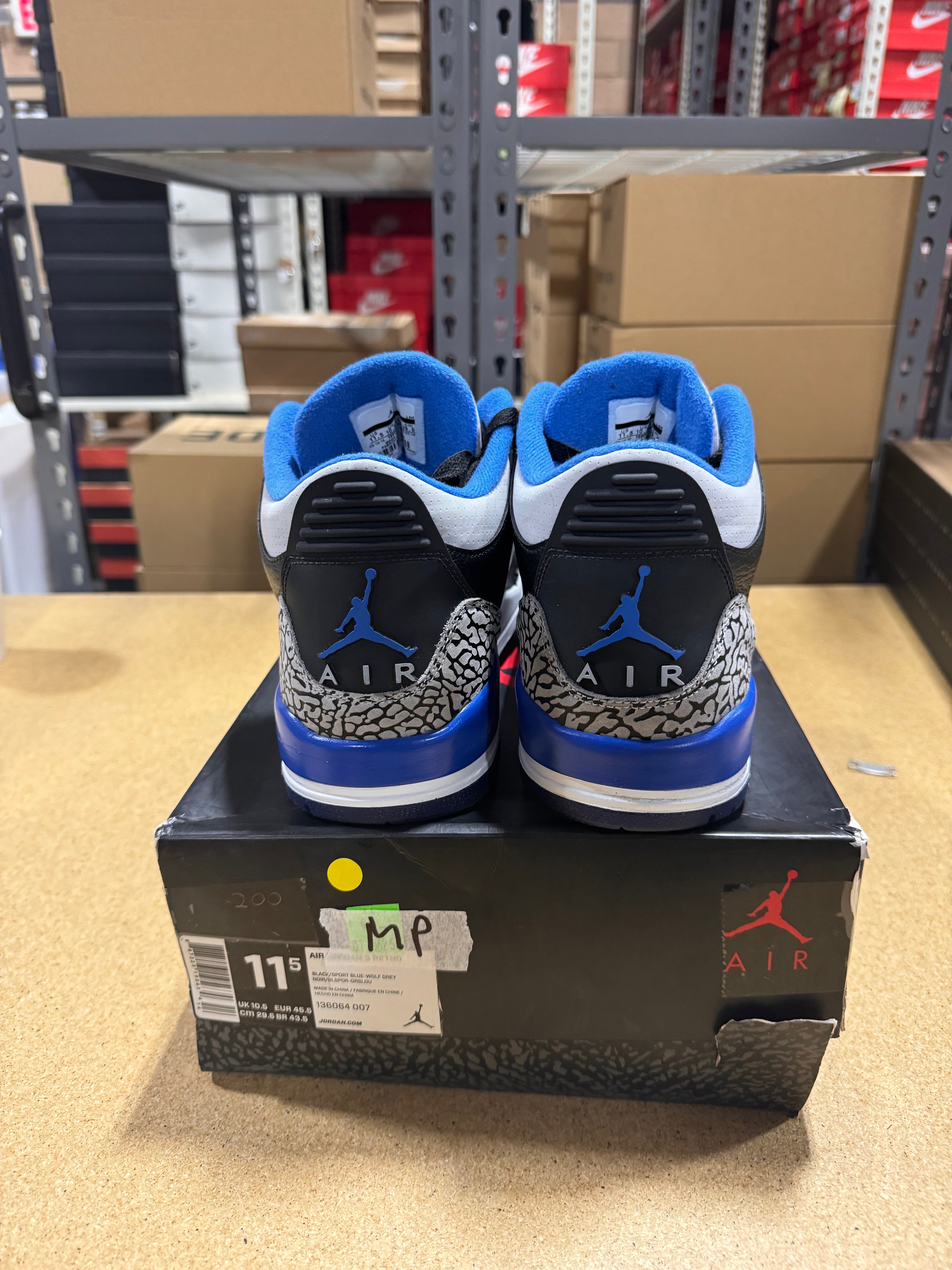 PRE OWNED Air Jordan 3 Retro "Sport Blue"